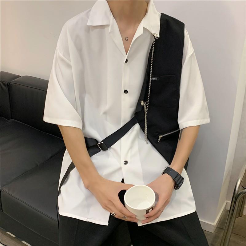 Men's Hong Kong-Style Long-Sleeve Hip-Hop Fashion Jacket-Shirt