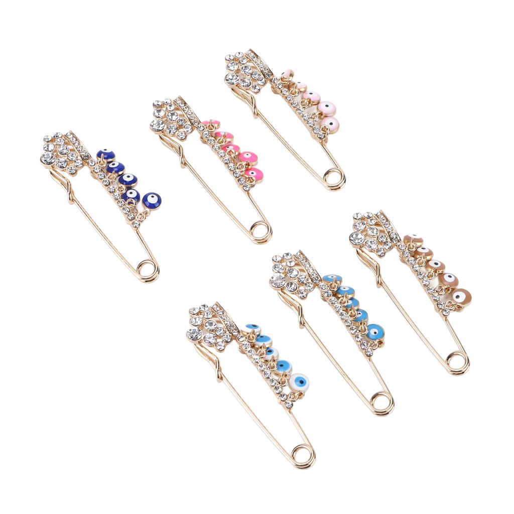 6pcs Brooch Bright Golden 6 Colors Elegant Style Decorative Attractive Jewelry for Parties Appointments