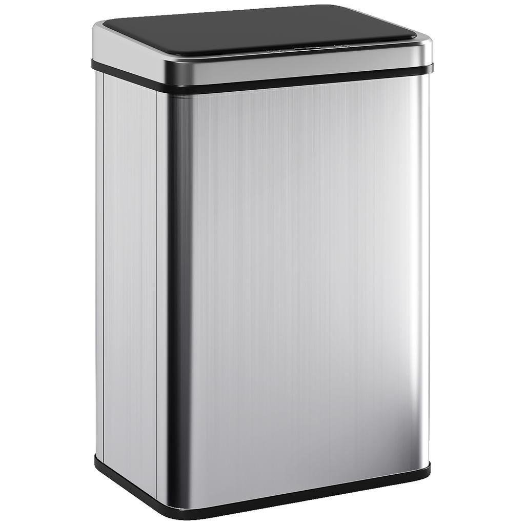 40L Sensor Bin with Soft-Close Lid, Stainless Steel Automatic Touchless Motion Sensor Kitchen Bin, Silver Tone