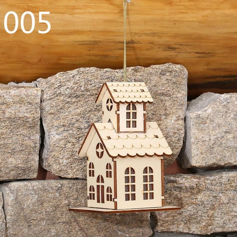 Μικρό Ξύλινο Σπιτάκι Επιτραπέζιο Φωτιστικό Χριστουγεννιάτικο Δέντρο Κρεμαστά Στολίδια Διακόσμηση Εορταστικού Πάρτι Χριστουγεννιάτικα Κρεμαστά Στολίδια Φως LED