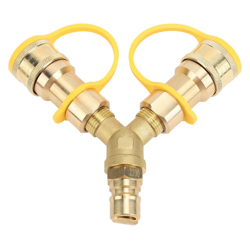RV Quick Connect Y Splitter Adapter 1 2in Enhanced Efficiency Heat Resistant Copper 2 Way Quick Connect Hose Adapter