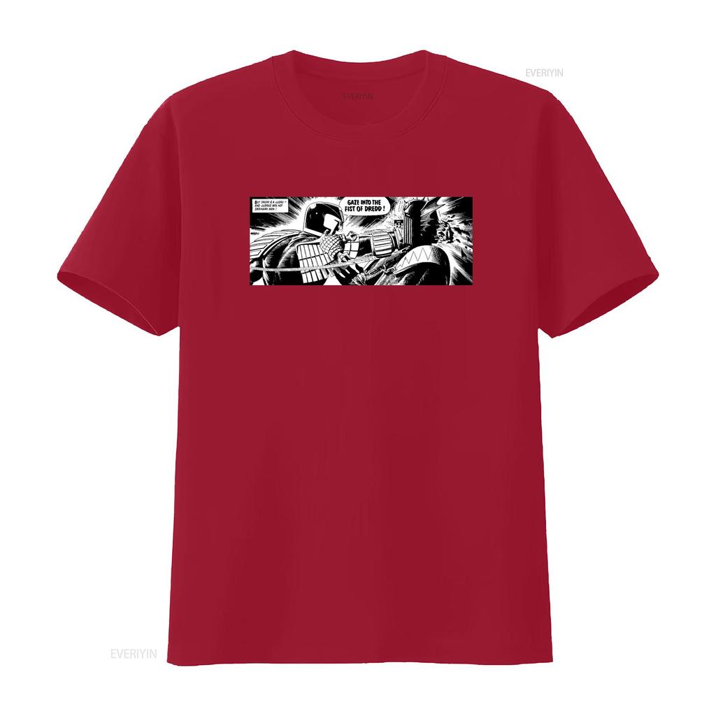 2000 Ad Judge Dredd Fist Of T shirt for Men Retro Comic Style Print vintage Washed Versatile Top For Everyday Wear Unisex