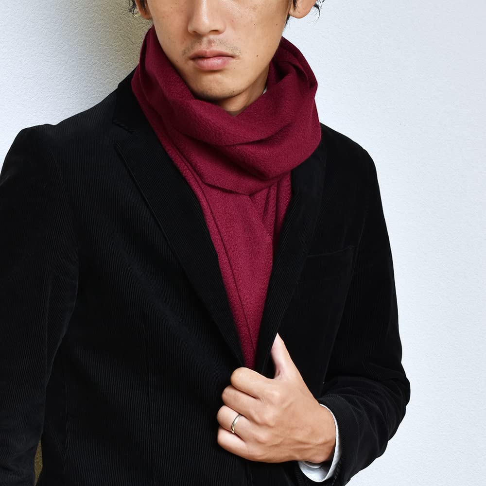 TAVARAT Cashmere Made In from Blanket Town Cashmere Men's Scarf, 100% Cashmere, Japan, Brushed, (Wine Red)