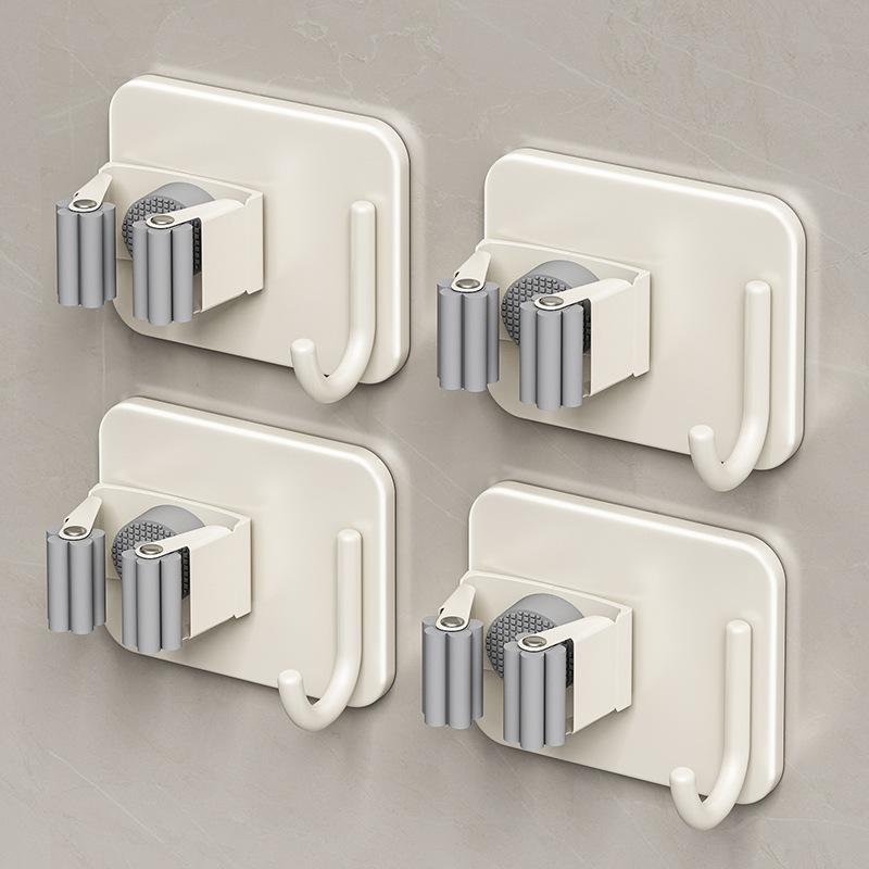 Mop Wall Hanging Clip Hook No Punching Hanging Broom Mop Rack Bathroom Toilet Door Storage Fixed Shelf