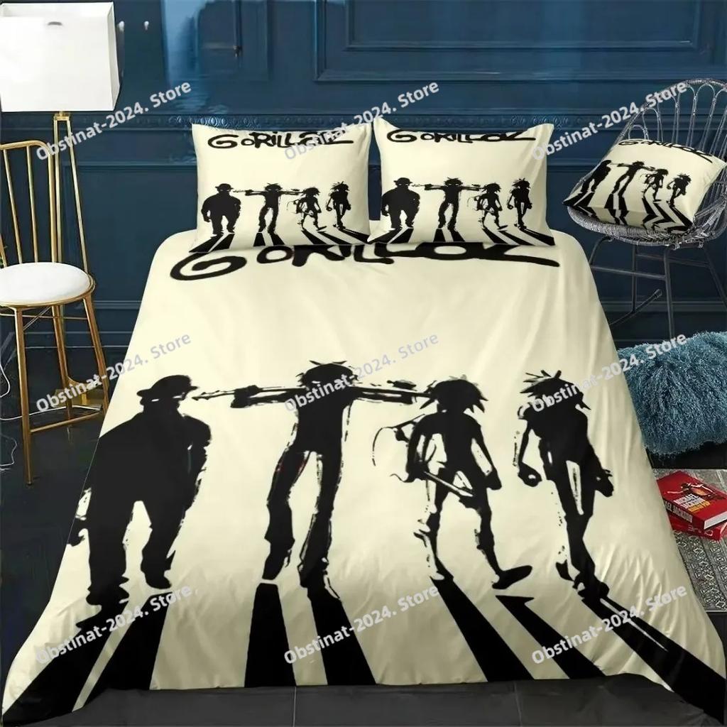 3D Printed Anime Duvet Covers Music Band Gorillaz Bedding Set Bedroom Comforter Single Twin King Size