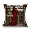 Renaissance Pre-Raphaelitism William Morris Round Stained Glass Window Elegant Lady Girl Decoration Pillow Case Cushion Cover