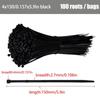 Self-locking Plastic Nylon Tie 100 PCS Black 4X150cable Tie Fastening Ring Cable Tie Zip Wraps Strap Nylon Cable Tie Set