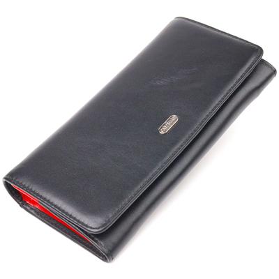 Pojemny portfel damski wykonany z prawdziwej skóry gładkiej CANPELLINI Wallet 21611 Czarny