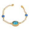 Blue Topaz, Chalcedony Gemstone Handmade 925 Sterling Silver Bracelet 7-8" KJ-1559