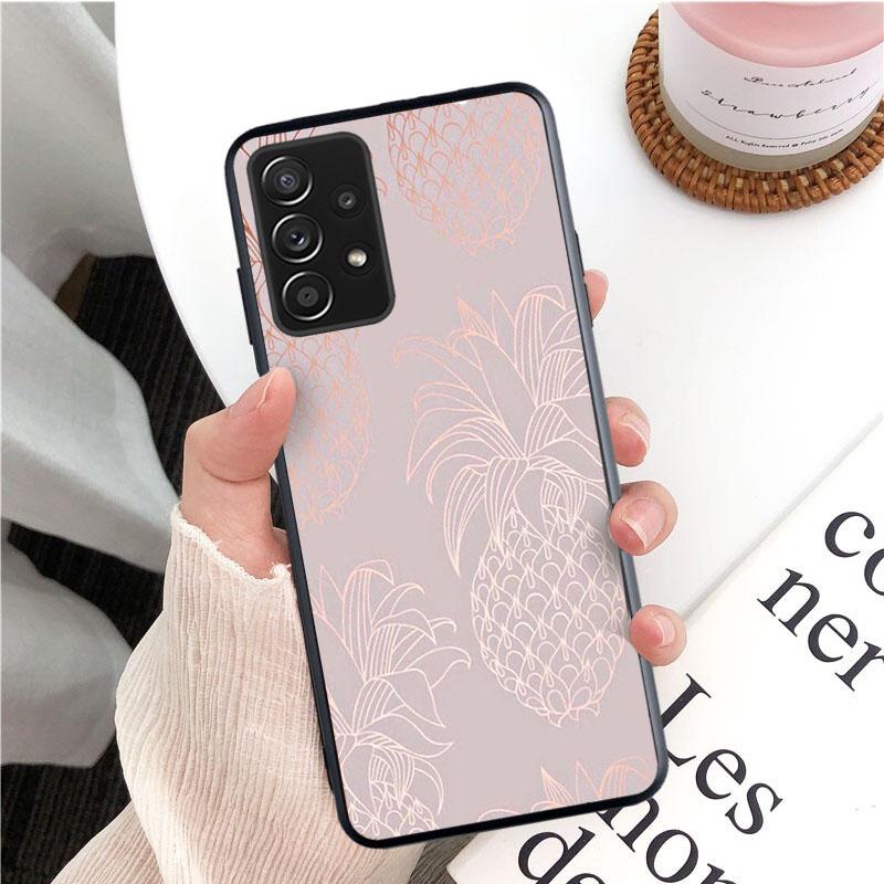 Rose Gold Pink Heart Love Butterfly Phone Case for Samsung Galaxy A13 A22 A12 A32 A71 A11 A21S A33 A52 A72 A51 A50 A70 A31 M31
