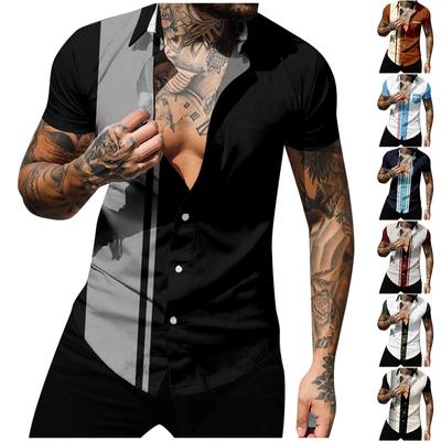Men'S Casual Lapel Beach Holiday Wear Fashion Shirt Hawaiian Short-Sleeved Shirt