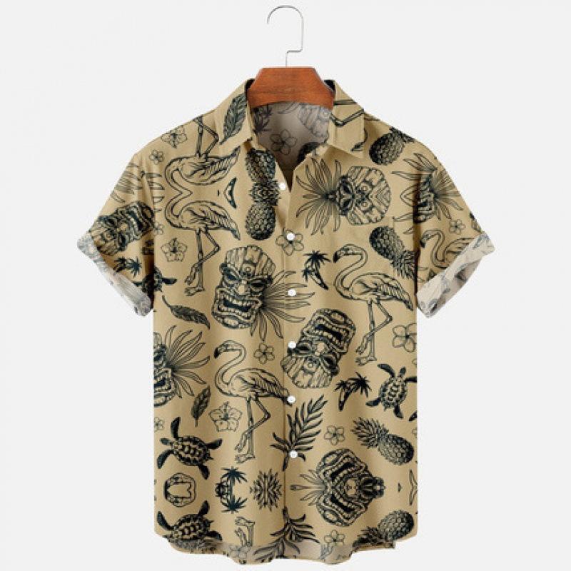 New summer casual hot sale D printing short-sleeved shirt Hawaiian shirt men's vacation seaside source
