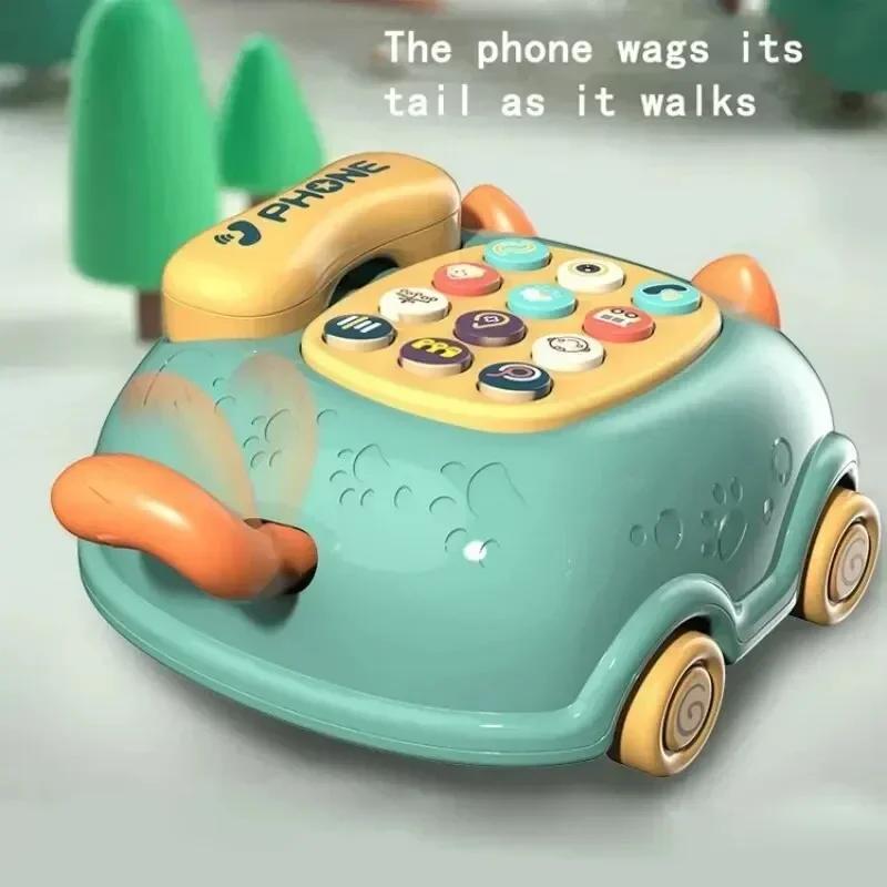 Cat Pull Simulation Wired Phone Cartoon Animal Intelligent Music Mobile Bilingual Teaching Simulation Early Education Toy