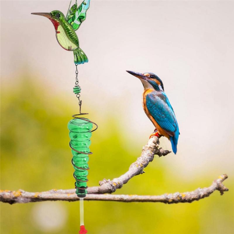 Metal Glass Bird Feeder External Hanging Glass Crafts Water Feeder Hanging Bird Feeder Ornaments