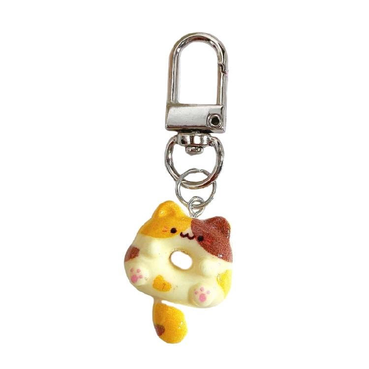 Cat Shaped Pendant Doughnuts Animal Doll Keychain Unique Soft Keyring Accessory Colorful Bag Charm Jewelry for Handbags