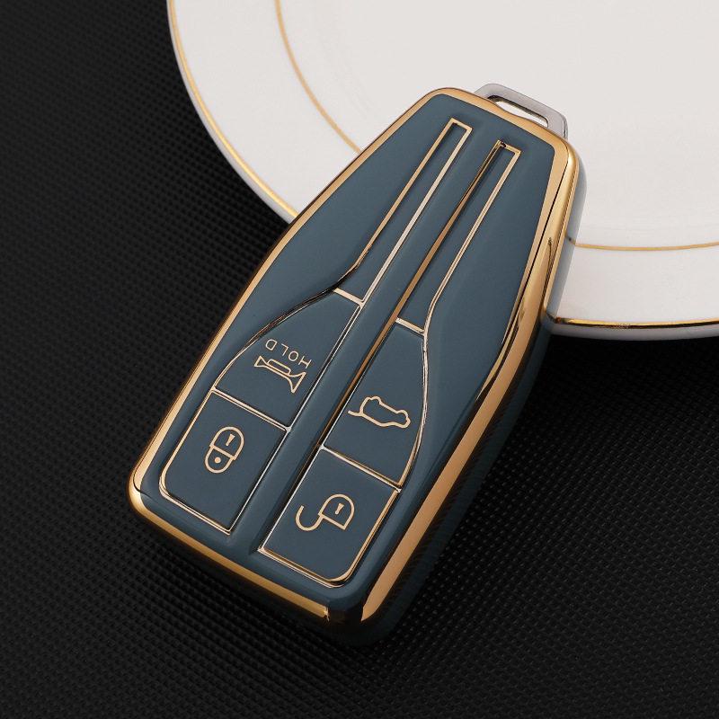 FAW Hongqi HS5 HS7 Key Case: Women's Hot Selling Soft TUP Rubber with Gold Edge H9 Car Protective Shell