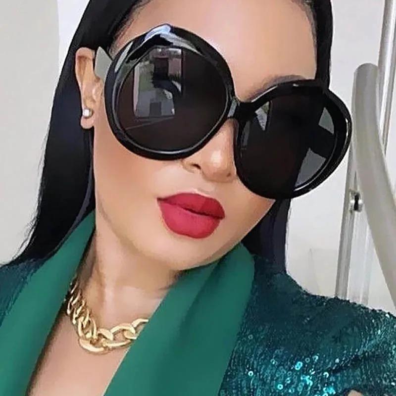 Unisex Big Round Sunglasses Women New Fashion Retro Oversized Sun Glasses Vintage Gradient Black Shades Luxury Eyewear