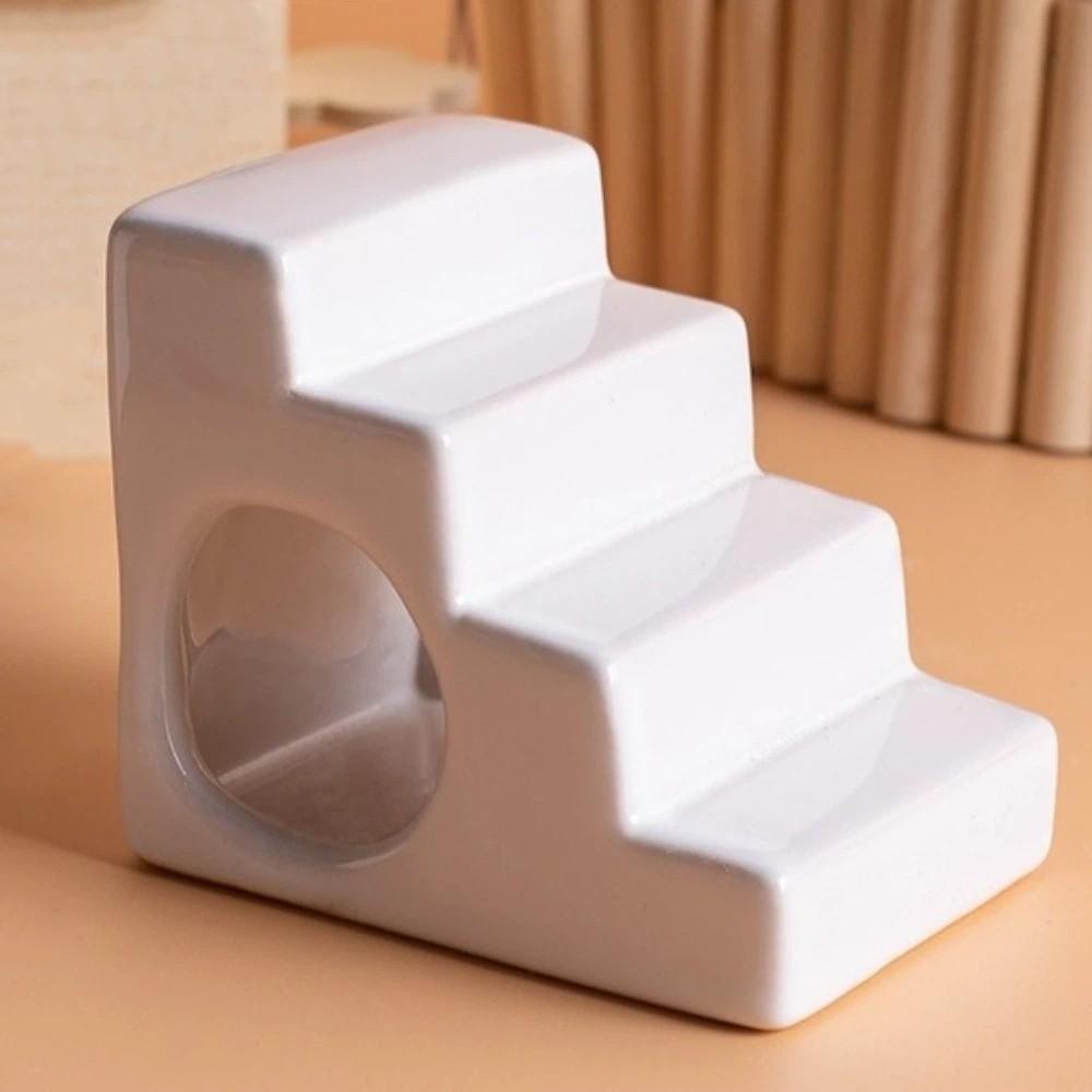 Smooth Ceramic Hamster Hideout Cooling Small Pet Climbing Ladder Hamster House For Hamster White Staircase