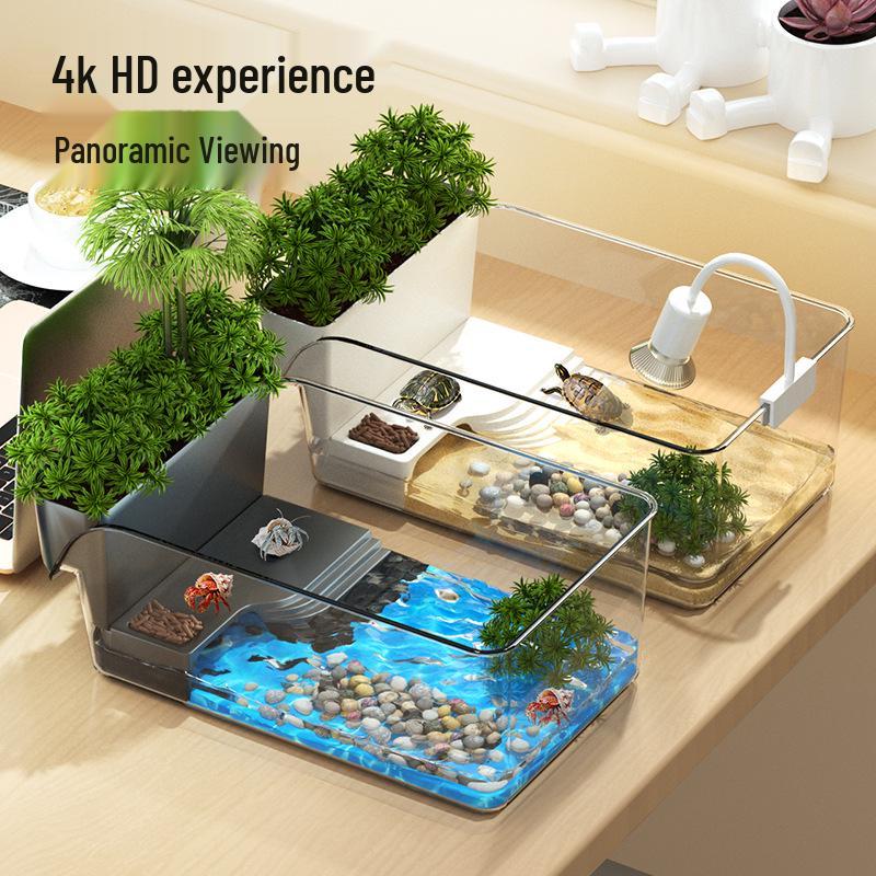 Eco-Friendly Turtle Tank with Basking Platform: Ideal for Living Rooms and Desktops, Perfect for Planting and Turtle Breeding.