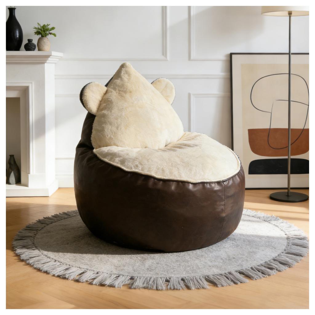 Adorable Bear-Shaped Lounger with Rounded Ears and Plush Profile for a Playful yet Relaxing Home Ambiance