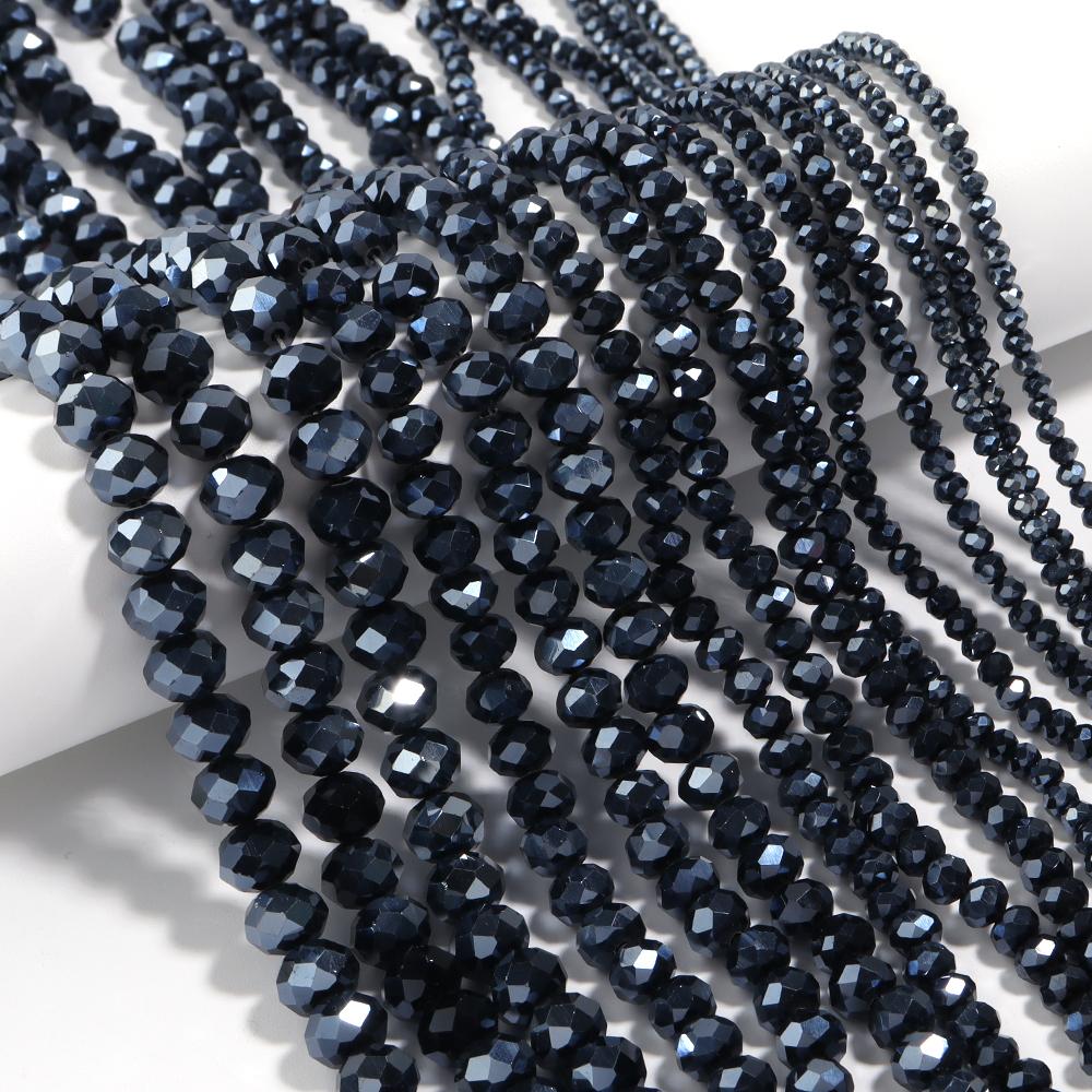 3/4/6/8/10mm Faceted Black Crystal Beads Hematite Glass Loose Spacer Beads For Jewelry Making DIY Necklace Bracelets Accessories