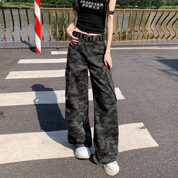 

Women s 1926 American Style Camouflage High Waist Wide Leg Denim Work Pants Extra Small