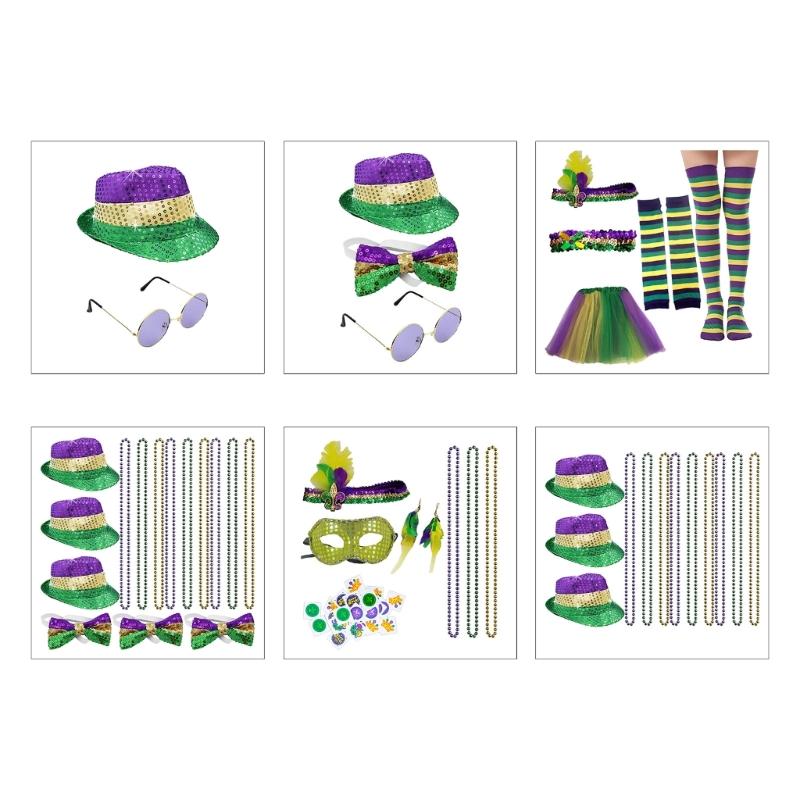 Fashion Cosplay Sequins Hats&Eyeglasses&Bowtie Set Modern-Times Top Bonnet Men Cosplay Stage Performance Costume