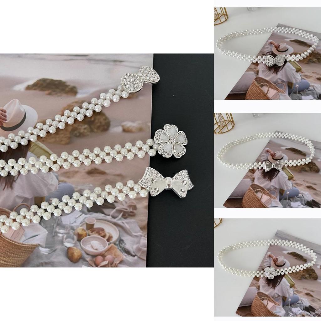 Women's Stylish New Pearl Belt With Crystal Flower Design Ideal For Dress Accessories