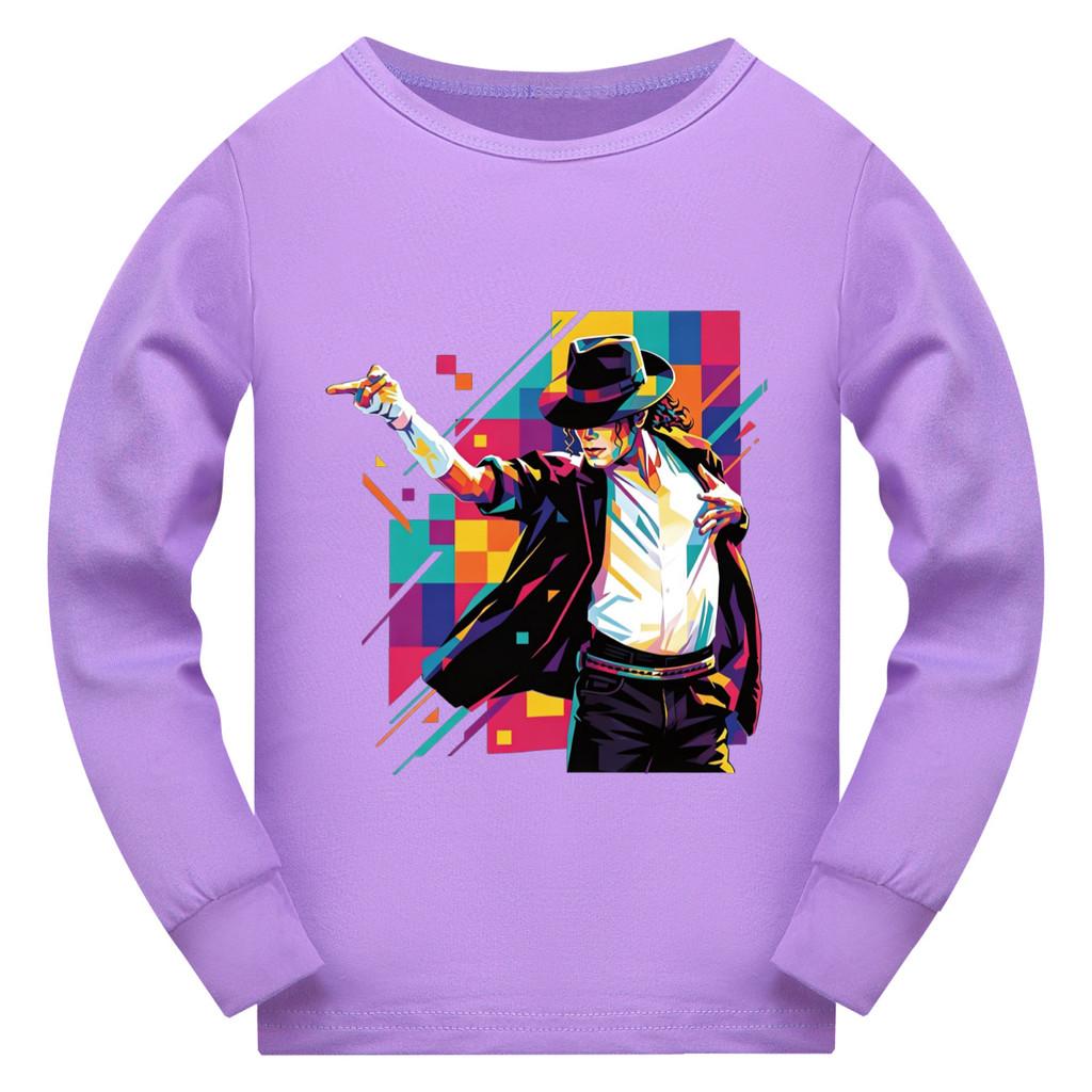 5712 Multi-color Kids Boys Girls Jackson Print Long Sleeves T-Shirt 110cm фиолетовый