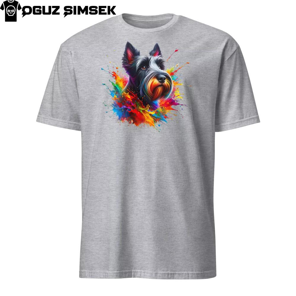 

Красочная футболка унисекс с шотландским терьером | Уникальный дизайн | Футболка с коротким рукавом M