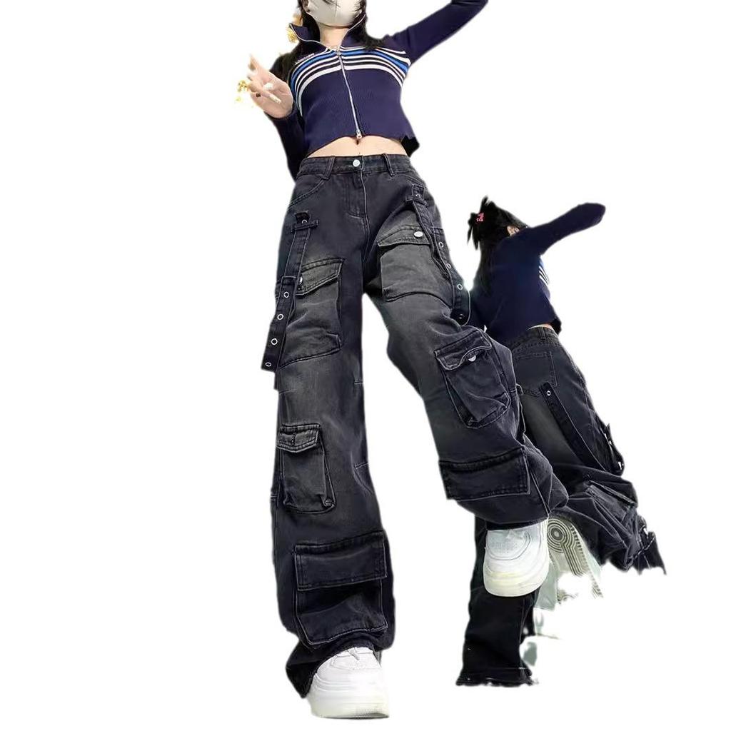 American High Street Herren Multi-Pocket Straight Jeans - Trendiger, locker sitzender Denim für Frühling & Herbst