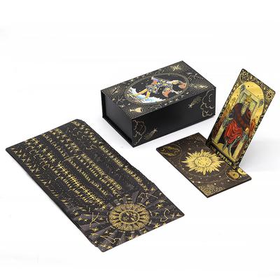 Finisaj de Lux Cărți de Tarot Divinatorii Joc de Societate Fantastic Set de Cărți cu Folie Aurie Pentru Preziceri Cu Suport de Cărți din Lemn