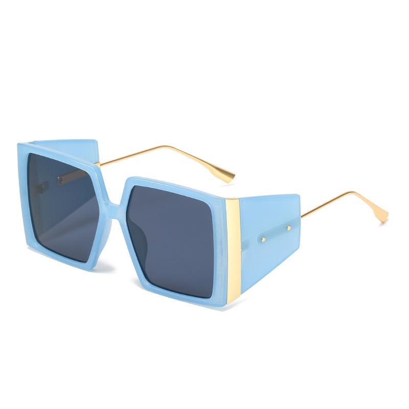 Square Sunglasses, Trendy Large-Frame Glasses Of The Same Style, Personalized Rice Nails, Metal Sunglasses For Women