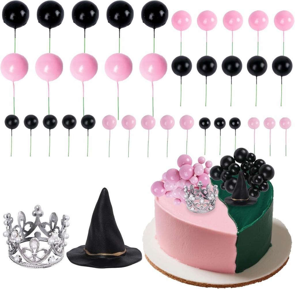 Witch Cake Topper Witch Hat Crown Cake Decorations With Mini Foam Balloon Picks Witches Theme Party Supplies for Halloween