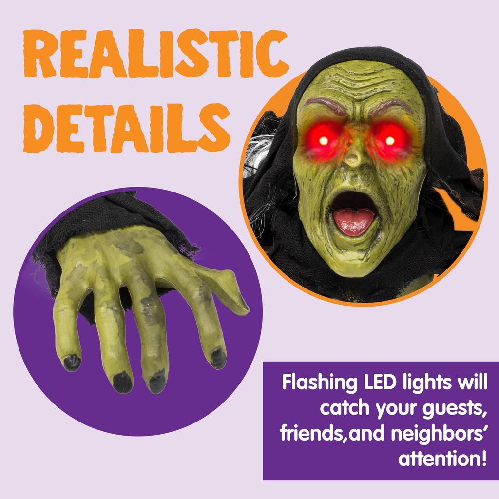 Joyfy 1pc Groundbreaker Halloween Decorations Zombie with Sound and Flashing Eyes Outdoor Scary Halloween Yard Decorations