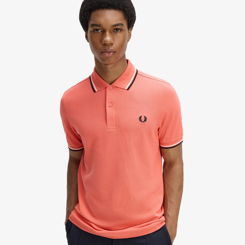 FRED PERRY [M3600] Twin Tip Fred Perry Shirt - Strawberry Cream/Ecru/Black Afpm2613600-04C