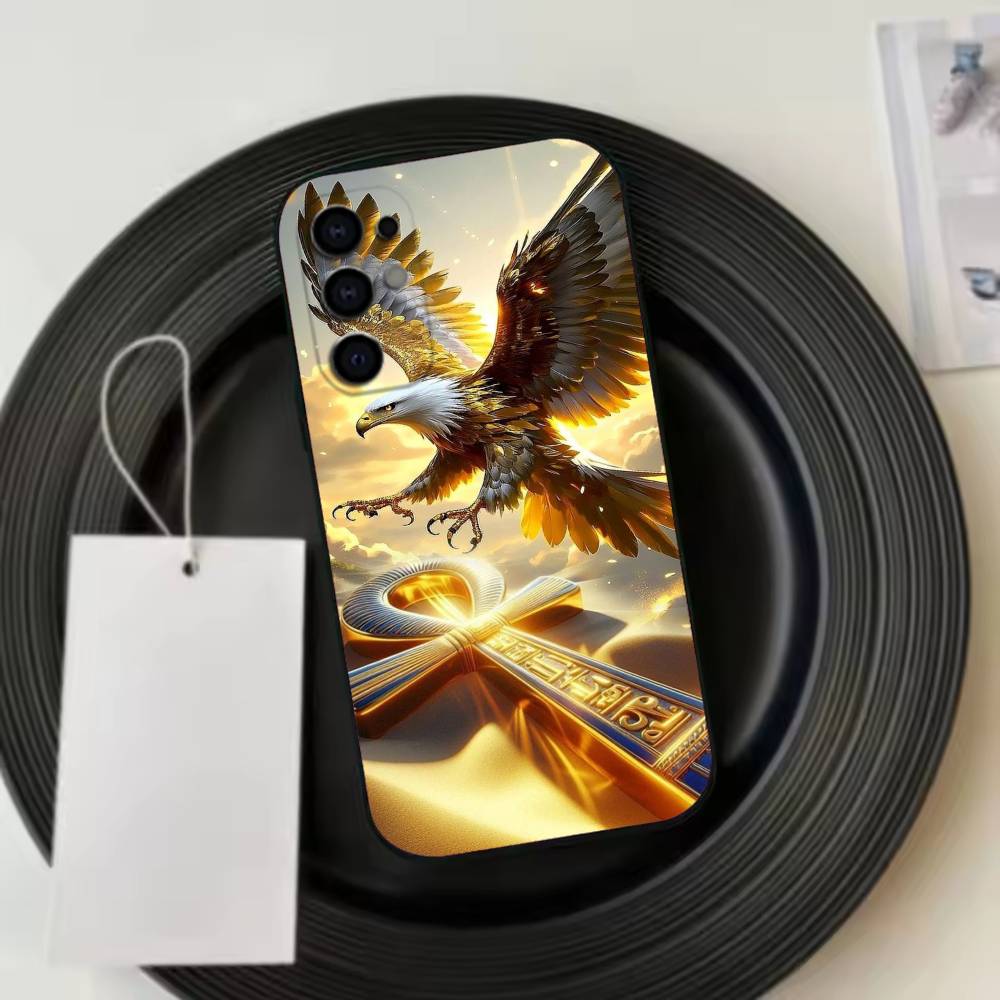 Stylish Eagle Golden Phone Case For Samsung S25,S24,S21,S22,S23,S30,Ultra,S20,Plus,Fe,Lite,Note,10,Black Cover