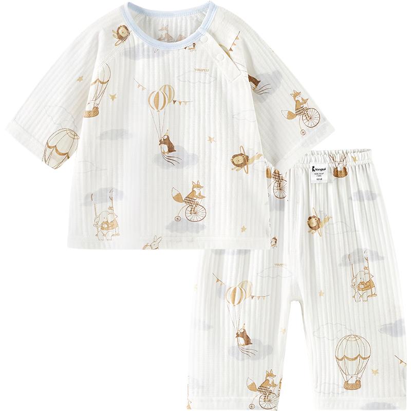 TONGTAI Unisex 100% Cotton 3/4 Sleeve Summer Pajama Set 90cm