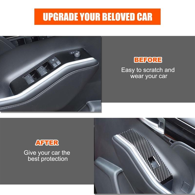 Soft Carbon Fiber Car Inner Door Glass Lifting Frame Panel Trim Sticker For Toyota Highlander -2026 Car Accessories
