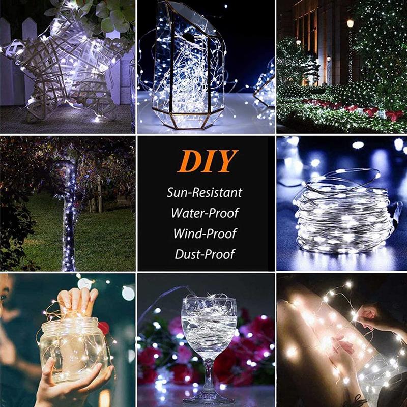 3000LM  Solar LED Fairy Light Outdoor Waterproof Festoon Garland String Lights Christmas Party Garden Solar Lamp Decorations
