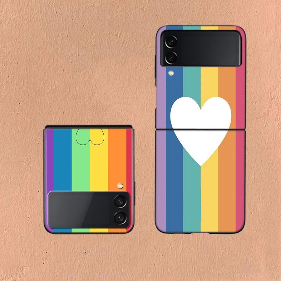 Rainbow Gradient Love Coque For Samsung Z Flip7 6 Galaxy Case Shockproof Z Flip5 Z Flip3 4 5G Hard Cover Phone TPU PC Hard Fund