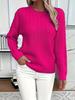 Women's Solid Color Cable Knit Crew Neck Sweater for Autumn/Winter 2025