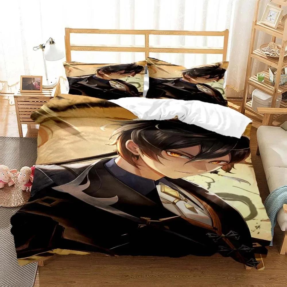 Genshin Impact Digital Print Polyester Bedding Sets Child Kids Covers Boys Bed Set For Teens Bedding Set