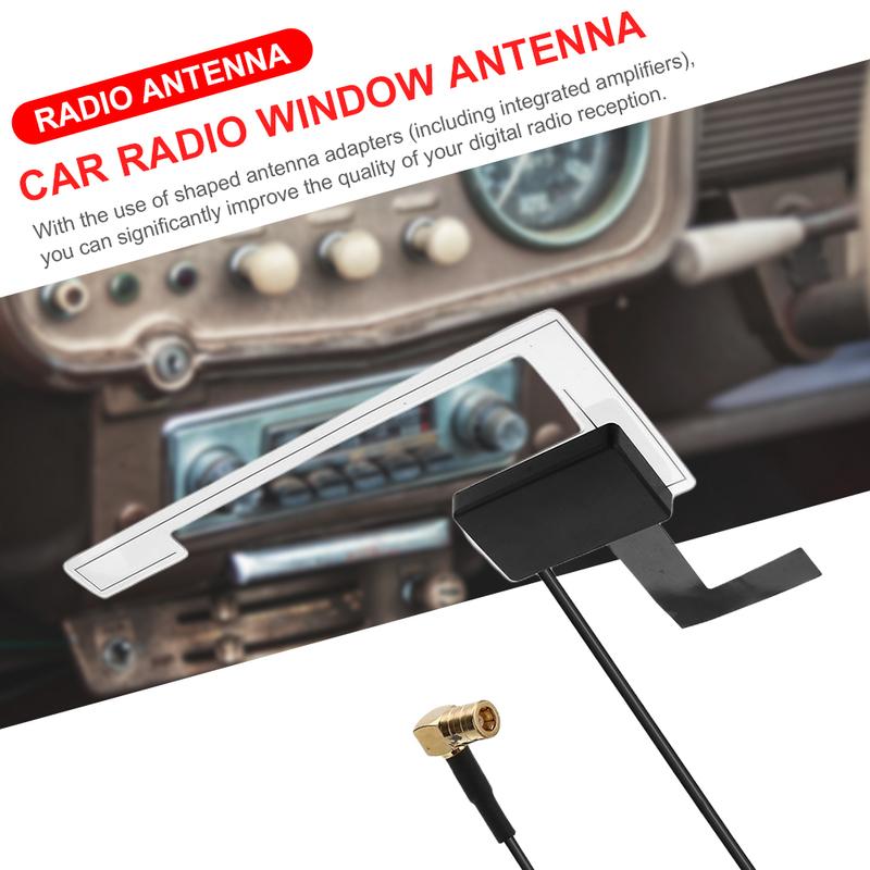 Digital Radio Antenna with SMB Adapter Window Roof Windshield Antenna DC 5V DAB + Antenna Hidden Adhesive for Auto ATV Car Truck