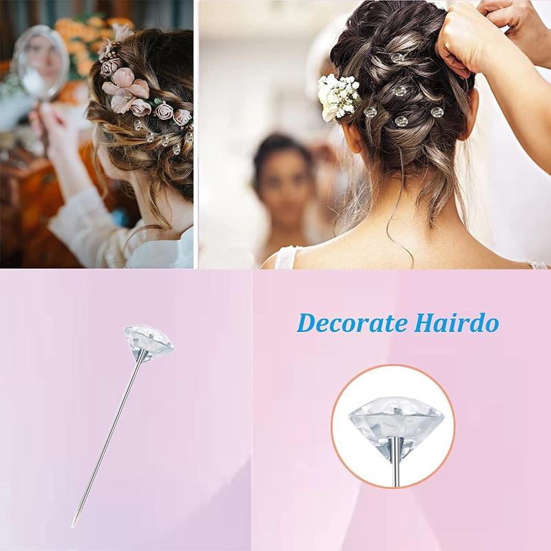 100PCS Bouquet Pins Corsages Flower Pins Clear Sewing Crystal for Head  Long Straight for Head Pins for Wedding Jewelry
