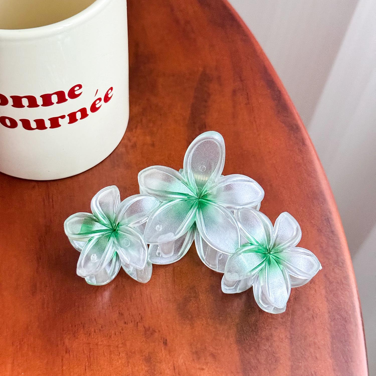 

11cm Jelly Gorgeous Color Flower Hair Clip For Chic Hairstyles Women On Green11cm