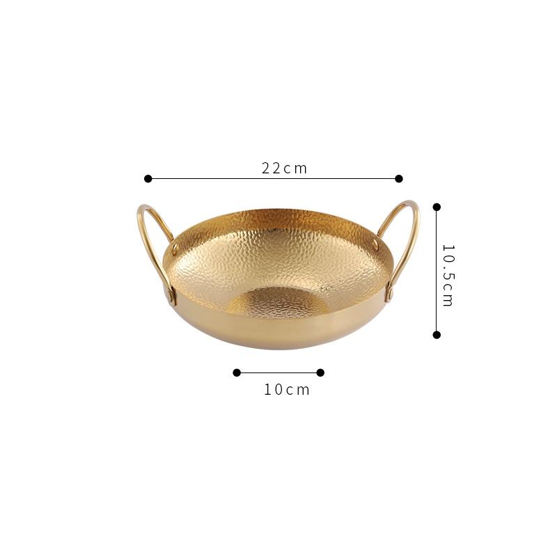 Deep Stainless Steel Golden Gold Dry Bar Small Pot Household Small Hot Pot Alcohol Stove Upmarket Chafing Dish Stripe Hotpot