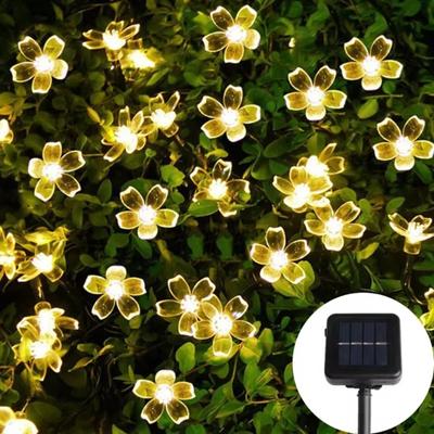 50 LED 7M Solar Light String Anti Narcissus Female Light Cherry Blossom Christmas Wreath Outdoor Home Garden Decoration Solar Li