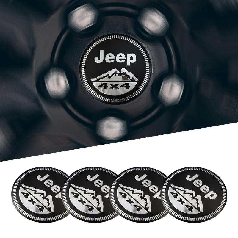 4 Pièces 56mm Emblème de Voiture Cache-Moyeux Centraux de Roue Auto Accessoires Autocollants Pour Jeep Wrangler Renegade Compass Grand Cherokee Patriot