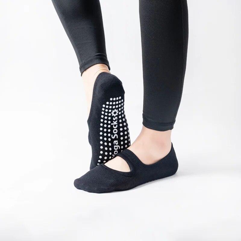 Damen Yoga Socken, atmungsaktiv, Silikon, rutschfest, Pilates Socken, Baumwolle, rückenfrei, Damen Fitness, Tanz, Ballett, Sport Socken Hausschuhe